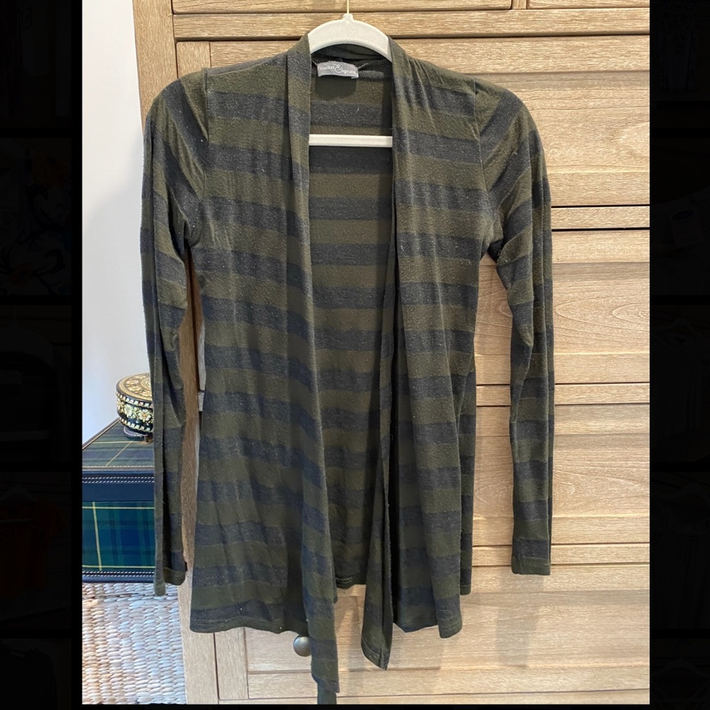 Olive green stripe cardigan